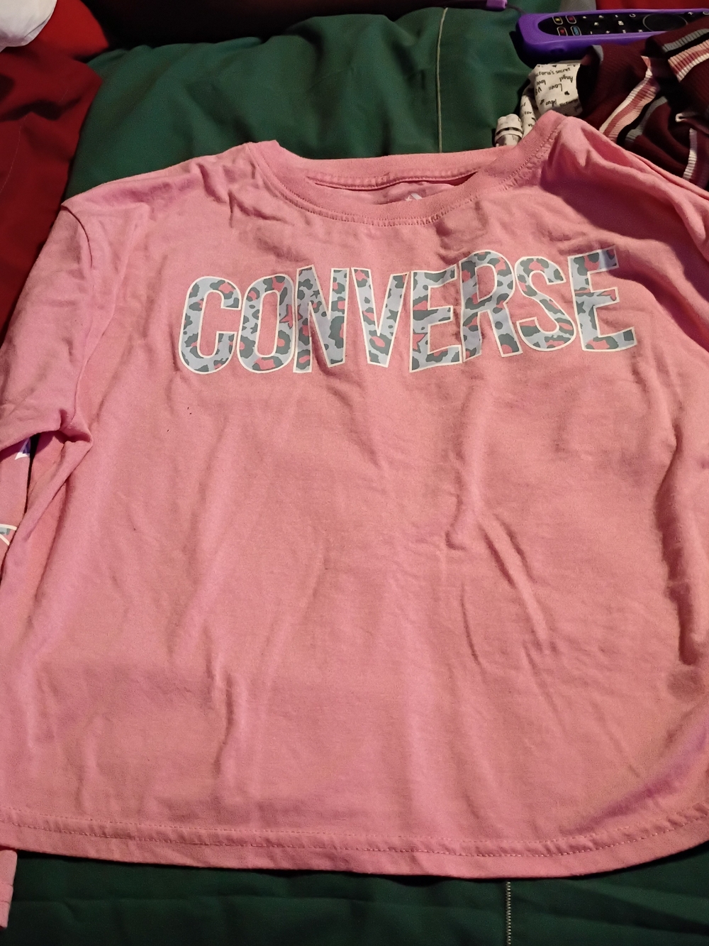 Converse Girls' Pink Long-Sleeve Logo Tee